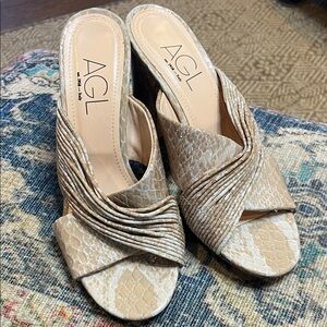 AGL Beige Snake Print Heels
